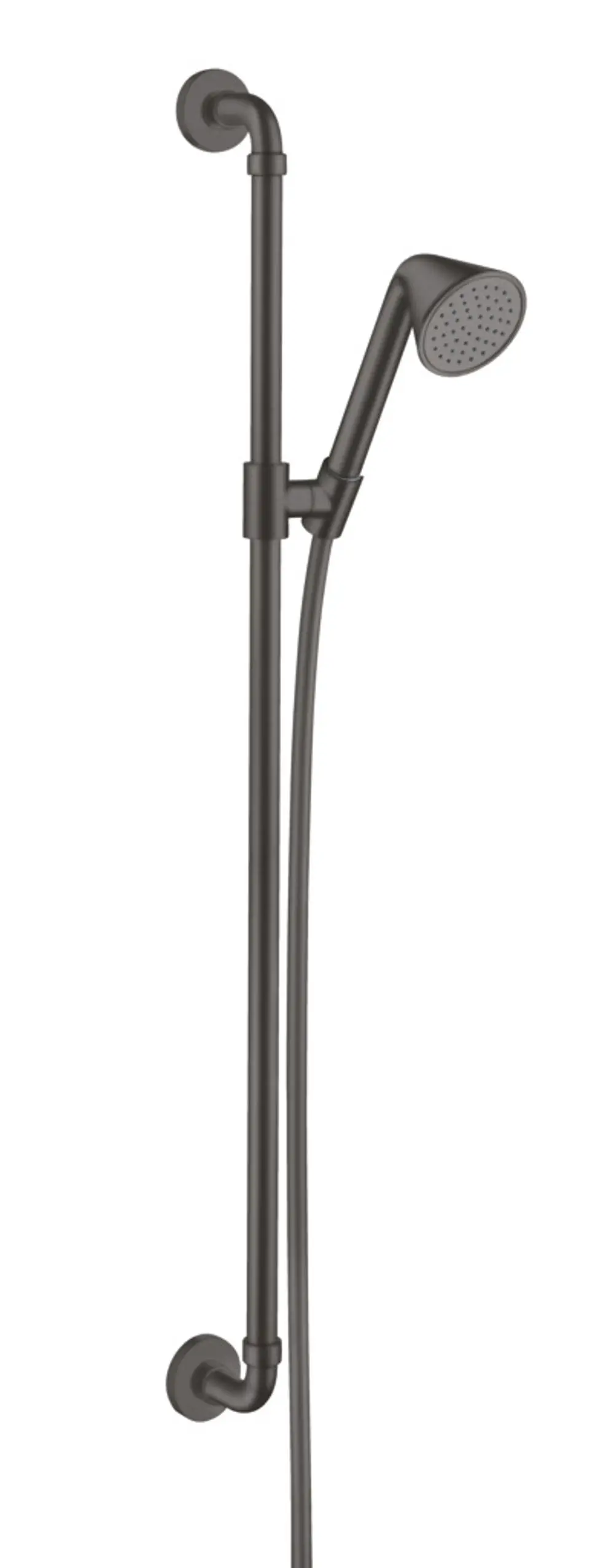 Brauseset mit Handbrause und Schiene in gebürstetem Schwarzchrom. Ausstattung von AXOR, geeignet für die Montage in Dusche oder Bad.